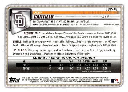 Joey Cantillo 2020 Bowman Chrome Mojo Refractor BCP - 76 - Collector Store LLC