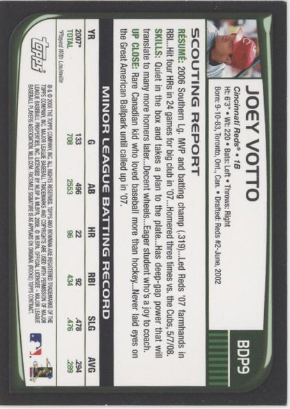 Joey Votto 2008 Bowman Draft Picks & Prospects RC #BDP9 - Collector Store LLC