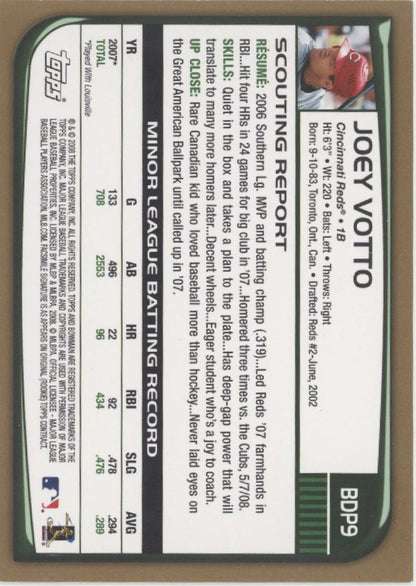 Joey Votto 2008 Bowman Gold RC #BDP9 - Collector Store LLC