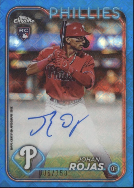 Johan Rojas 2024 Topps Chrome Blue Logo Refractor RC Auto 006/150 #RCA - JRO - Collector Store LLC