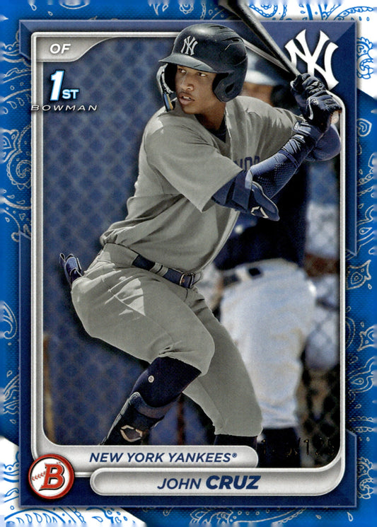 John Cruz 2024 Bowman Blue Pattern 125/125 BP - 77 - Collector Store LLC