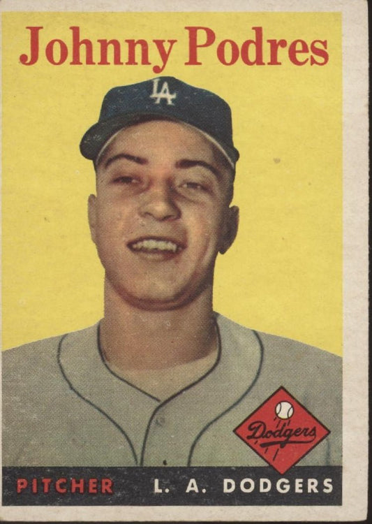 Johnny Podres 1958 Topps #120 Los Angeles Dodgers VG - Collector Store LLC
