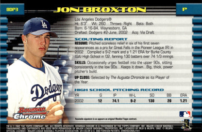 Jon Broxton 2002 Bowman Chrome BDP3 - Collector Store LLC