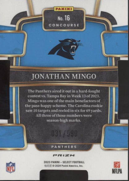 Jonathan Mingo 2023 Panini Select Die - Cut Lime Green Prizm RC 031/599 #16 - Collector Store LLC