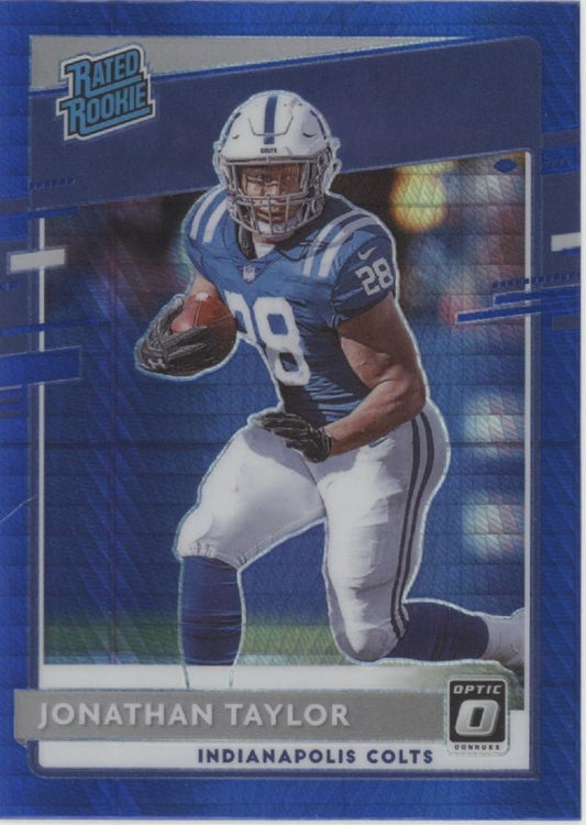 Jonathan Taylor 2020 Panini Donruss Optic Rated Rookie Blue Prism Prizm RC #167 - Collector Store LLC