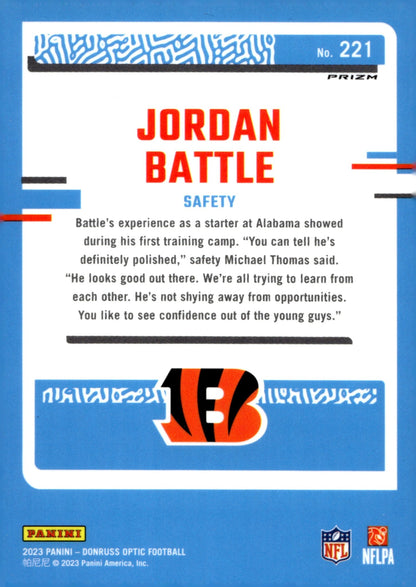 Jordan Battle 2023 Panini Donruss Optic Rated Rookie Prizm RC #221 - Collector Store LLC