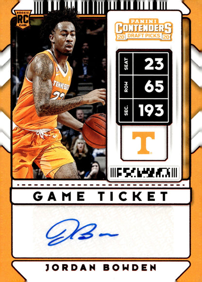 Jordan Bowden 2020 Panini Contenders Draft Picks Game Ticket Red RC Auto #125 - Collector Store LLC