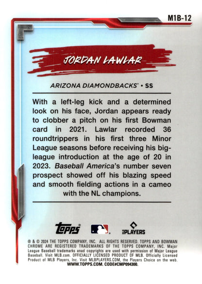 Jordan Lawlar 2024 Bowman Chrome My 1st Bowman Mojo Refractor RC M1B - 12 1 - Collector Store LLC