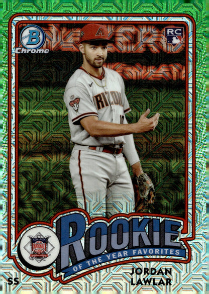 Jordan Lawlar 2024 Bowman Chrome Rookie of the Year Favorites Green Mojo RC #1 - Collector Store LLC