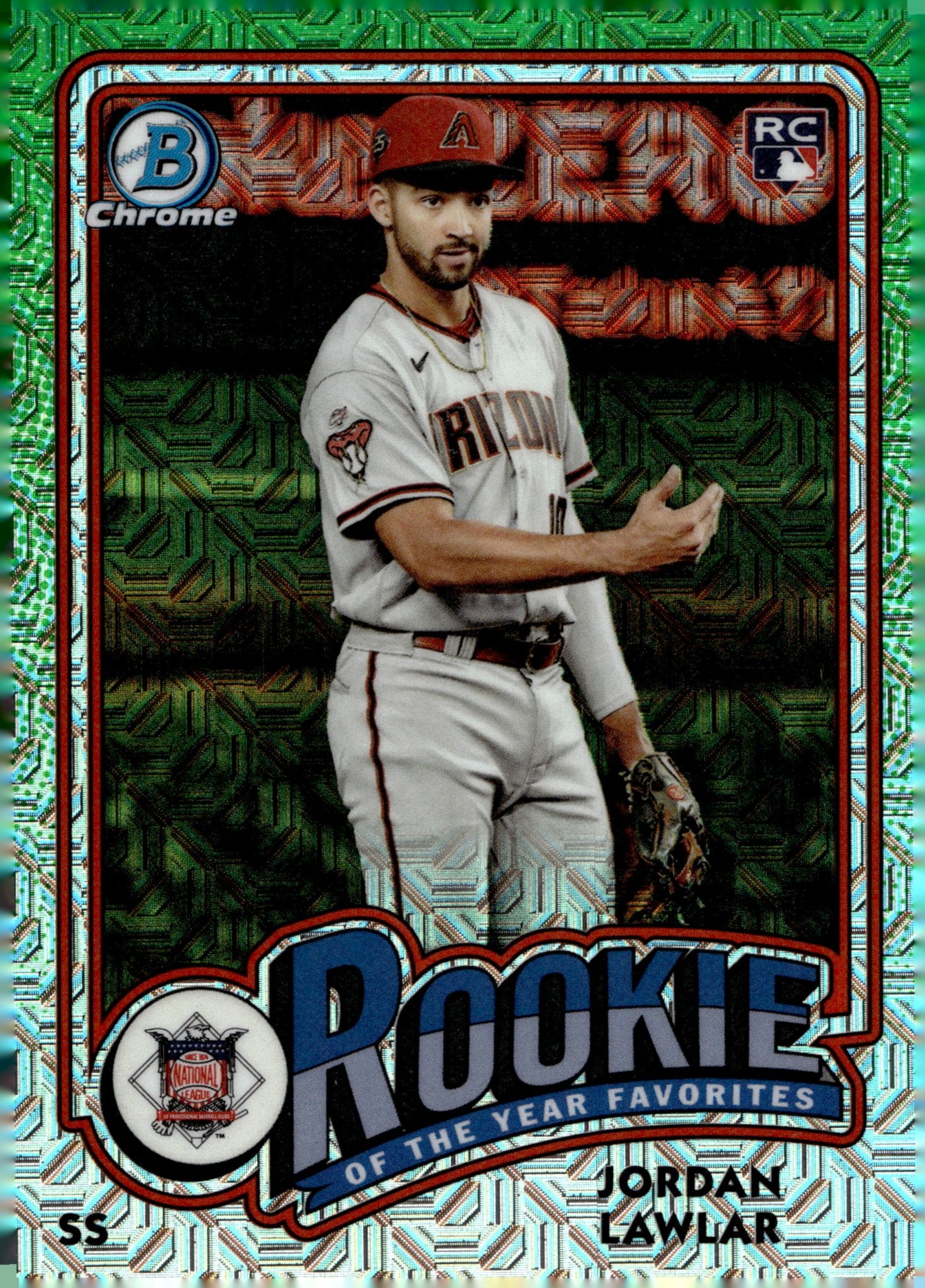 Jordan Lawlar 2024 Bowman Chrome Rookie of the Year Favorites Green Mojo RC #4 - Collector Store LLC