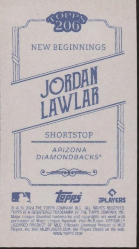 Jordan Lawlar 2024 Topps 206 New Beginnings RC Mini - Collector Store LLC