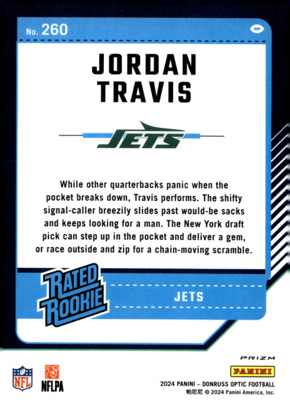 Jordan Travis 2024 Panini Donruss Optic Rated Rookie Blue Scope Prizm RC 260 - Collector Store LLC