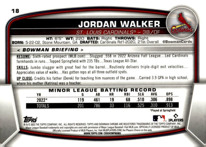 Jordan Walker 2023 Bowman Chrome 18 - Collector Store LLC