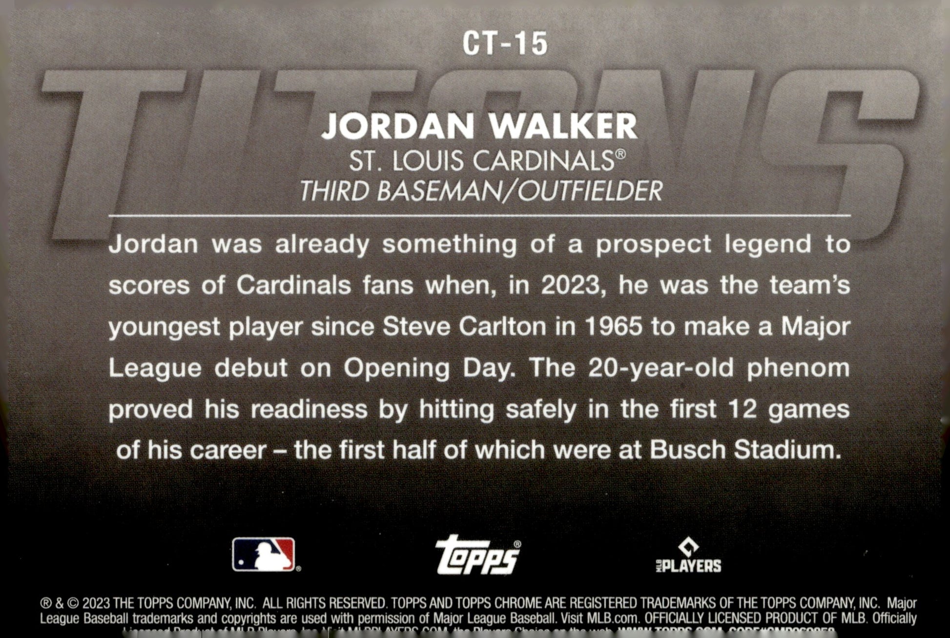 Jordan Walker 2023 Topps Chrome Titans RC CT - 15 - Collector Store LLC