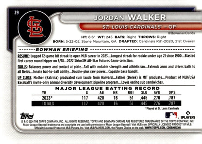 Jordan Walker 2024 Bowman Chrome Mojo Refractor #29 #1 - Collector Store LLC