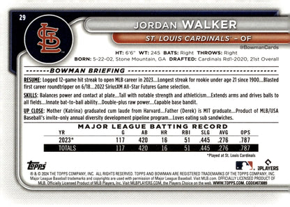 Jordan Walker 2024 Bowman Fuchsia 193/299 29 - Collector Store LLC