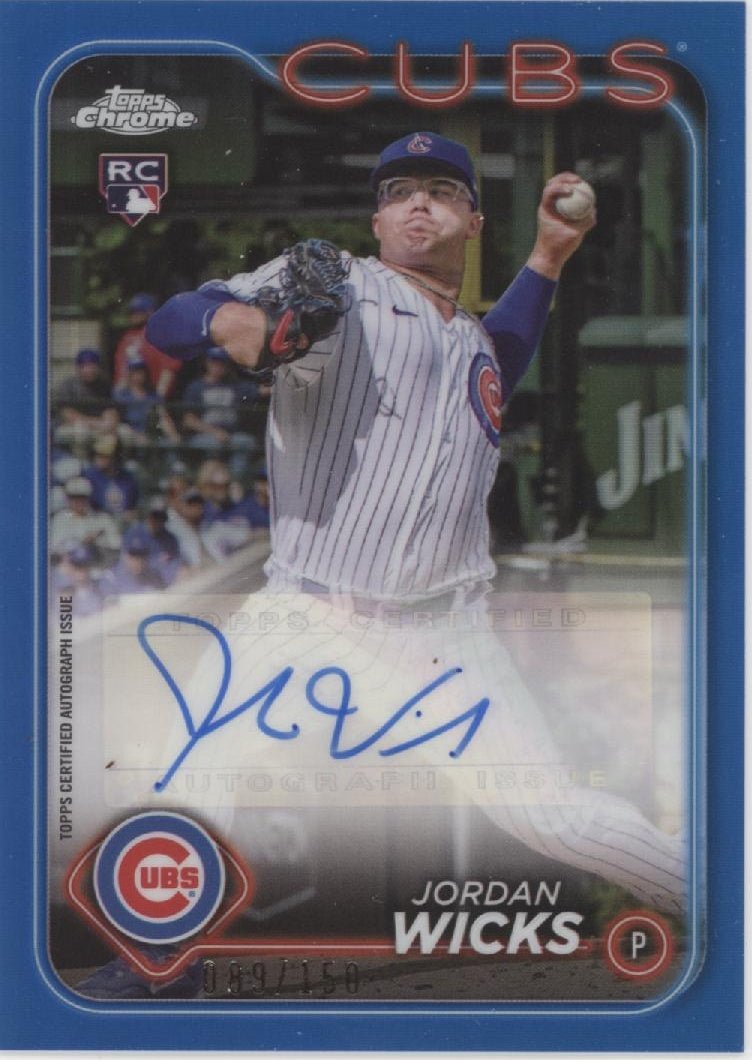 Jordan Wicks 2024 Topps Chrome Blue Refractor RC Auto 089/150 #AC - JW - Collector Store LLC