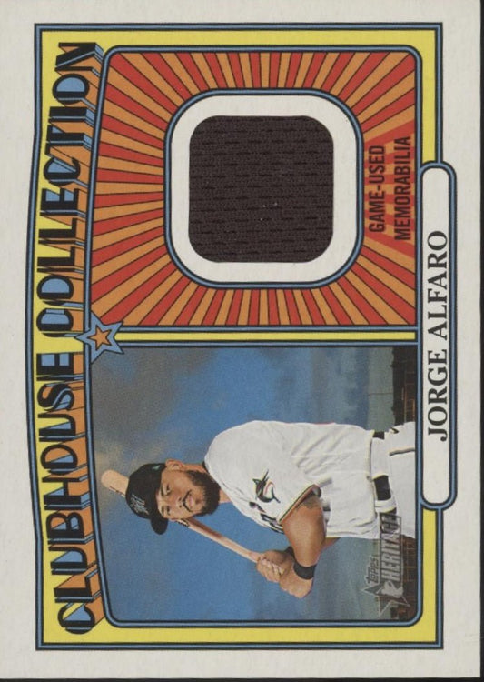 Jorge Alfaro 2021 Topps Heritage Clubhouse Collection Swatch CCR - JAL - Collector Store LLC