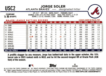 Jorge Soler 2024 Topps Chrome Xfractor Refractor USC2 - Collector Store LLC