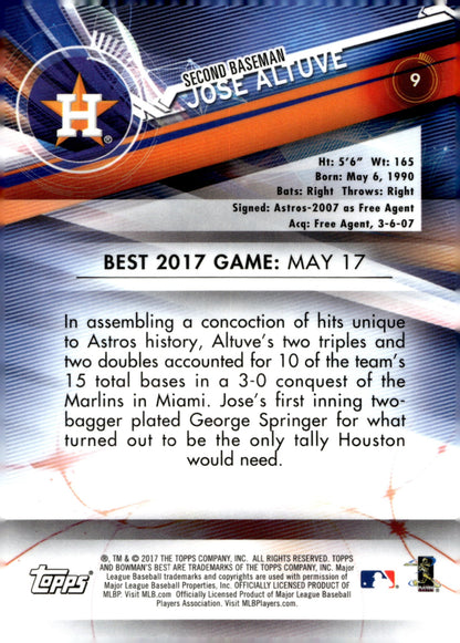 Jose Altuve 2017 Bowman's Best 9 - Collector Store LLC