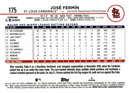 Jose Fermin 2024 Topps Chrome Ray Wave Refractor RC 175 - Collector Store LLC