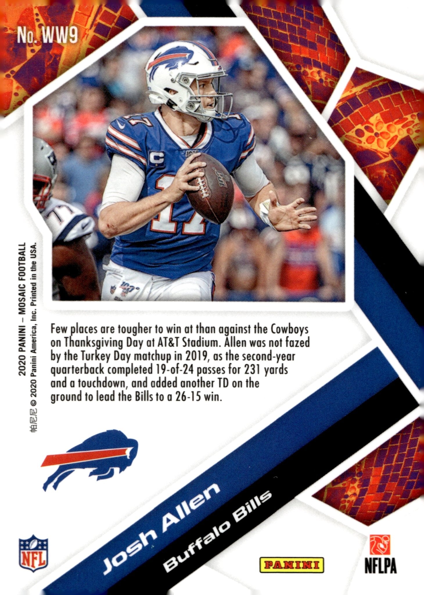 Josh Allen 2020 Panini Mosaic Will to Win #WW9 - Collector Store LLC