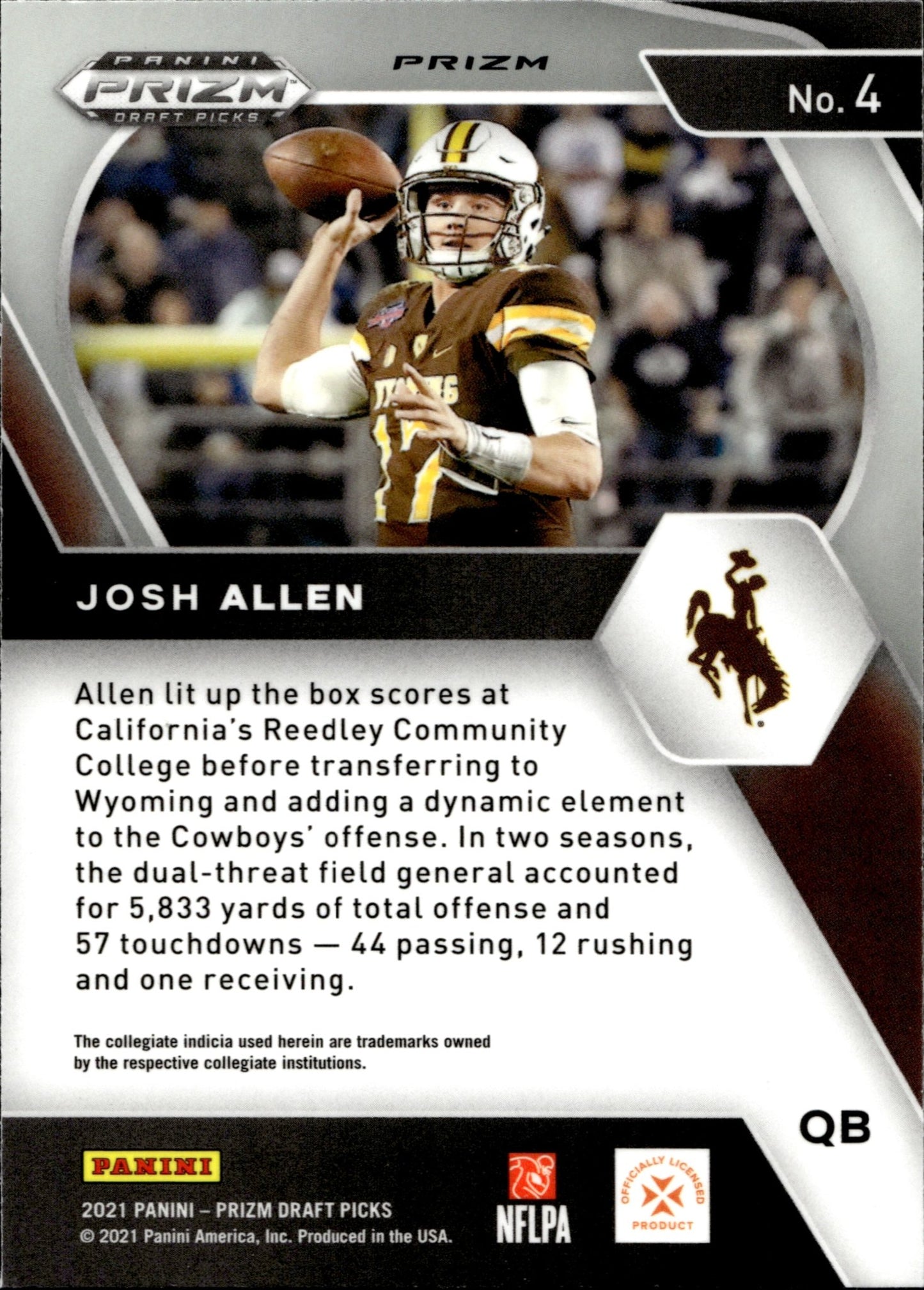 Josh Allen 2021 Panini Prizm Draft Picks Red Atomic Prizm #4 #1 - Collector Store LLC