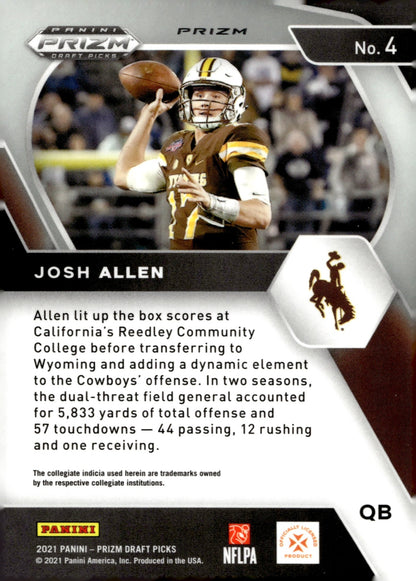 Josh Allen 2021 Panini Prizm Draft Picks Red Atomic Prizm #4 #2 - Collector Store LLC