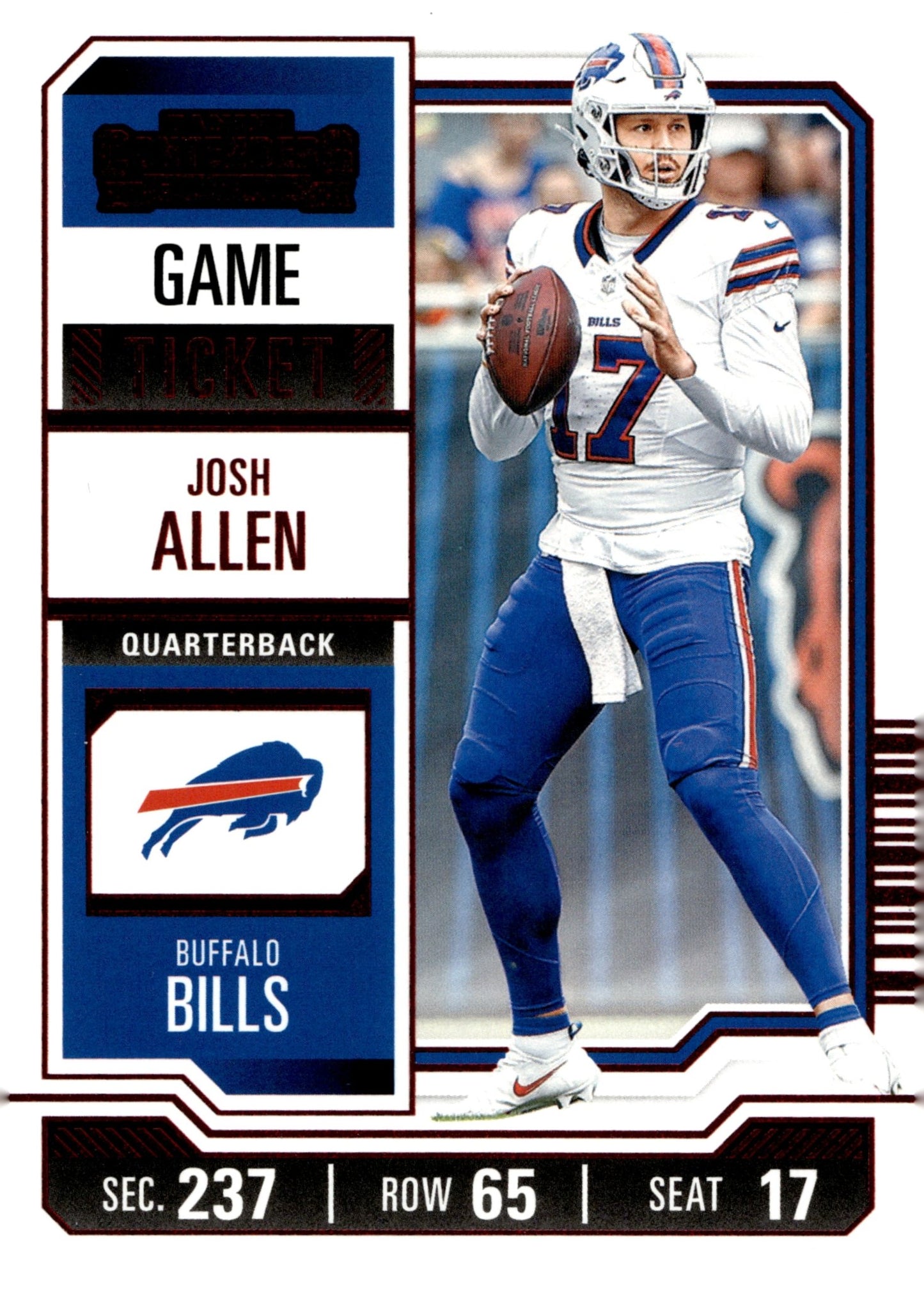 Josh Allen 2023 Panini Contenders Game Ticket Red #11 - Collector Store LLC