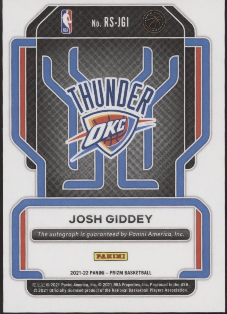 Josh Giddey 2021 - 22 Panini Prizm RC Auto #RS - JGI - Collector Store LLC