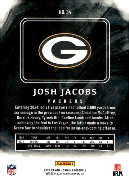 Josh Jacobs 2024 Panini Origins #34 - Collector Store LLC