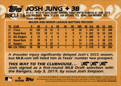 Josh Jung 2023 Topps Chrome 35th Anniversary Refractor 88CU - 16 - Collector Store LLC