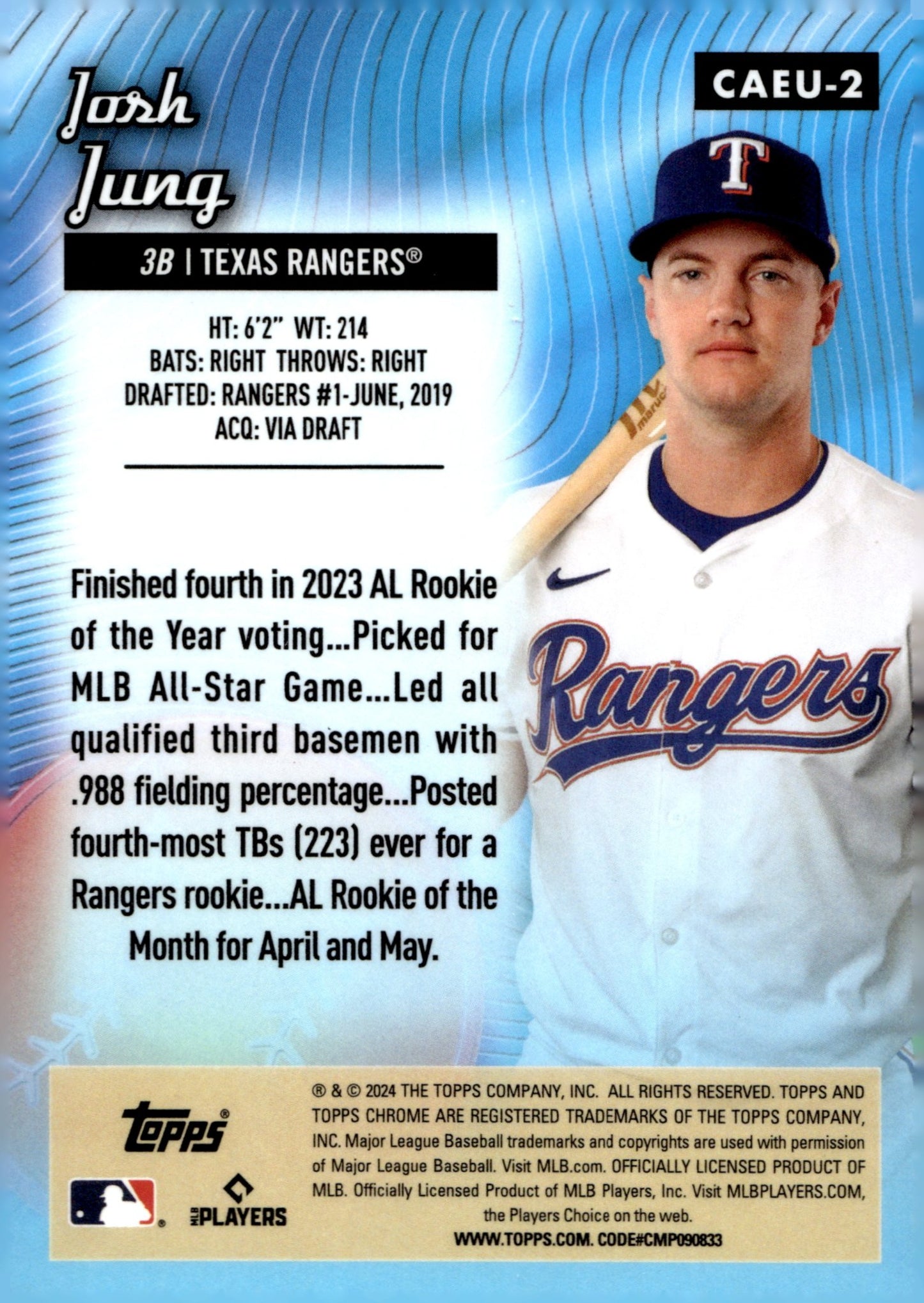 Josh Jung 2024 Topps Chrome All Etch Refractor #CAEU - 2 #1 - Collector Store LLC