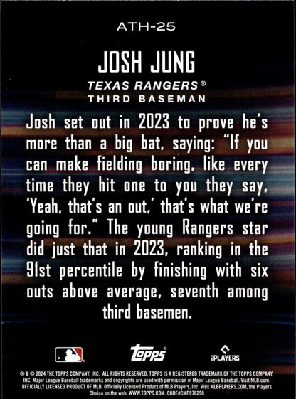 Josh Jung 2024 Topps Series 2 Around the Horn ATH - 25 - Collector Store LLC