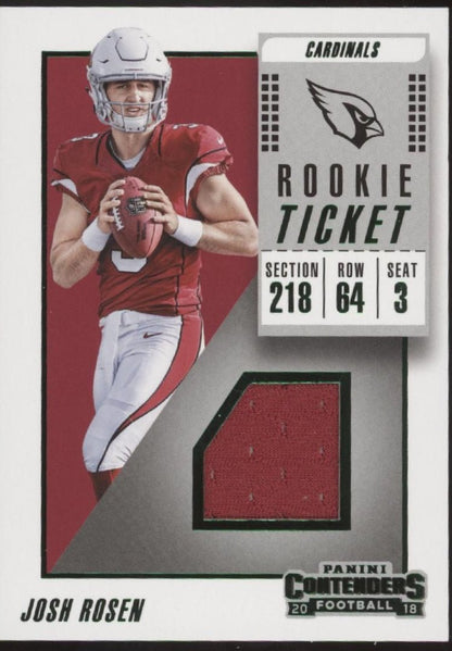 Josh Rosen 2018 Panini Contenders Rookie Ticket Green Swatch RC #RTS - 6 - Collector Store LLC