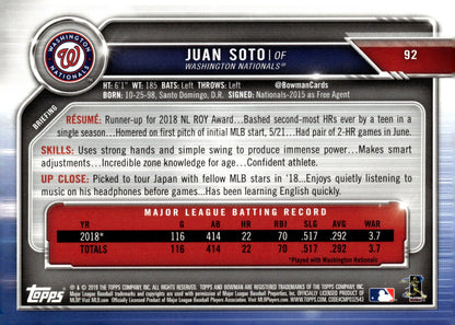 Juan Soto 2019 Bowman 92 - Collector Store LLC