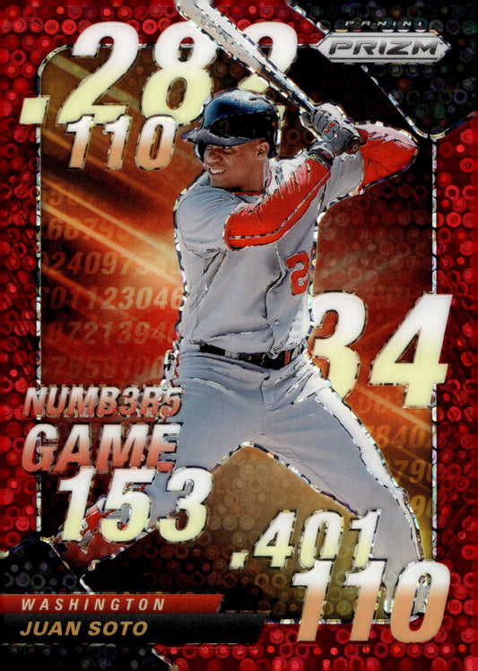 Juan Soto 2020 Panini Prizm Numb3r5 Game Red Disco Prizm 003/149 #NG - 1 - Collector Store LLC