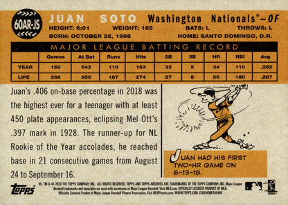 Juan Soto 2020 Topps Heritage 60AR - JS - Collector Store LLC