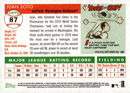 Juan Soto 2020 Topps Heritage #87 - Collector Store LLC