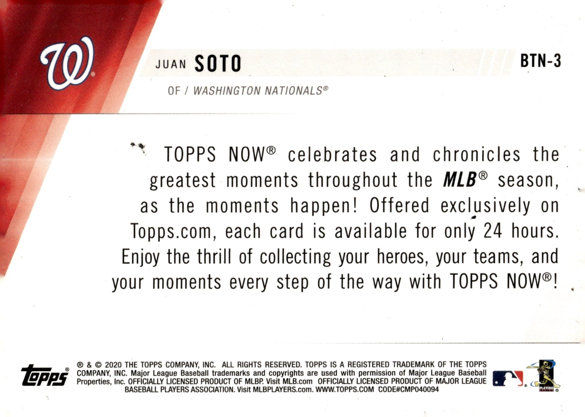 Juan Soto 2020 Topps Now Wild Card BTN - 3 - Collector Store LLC
