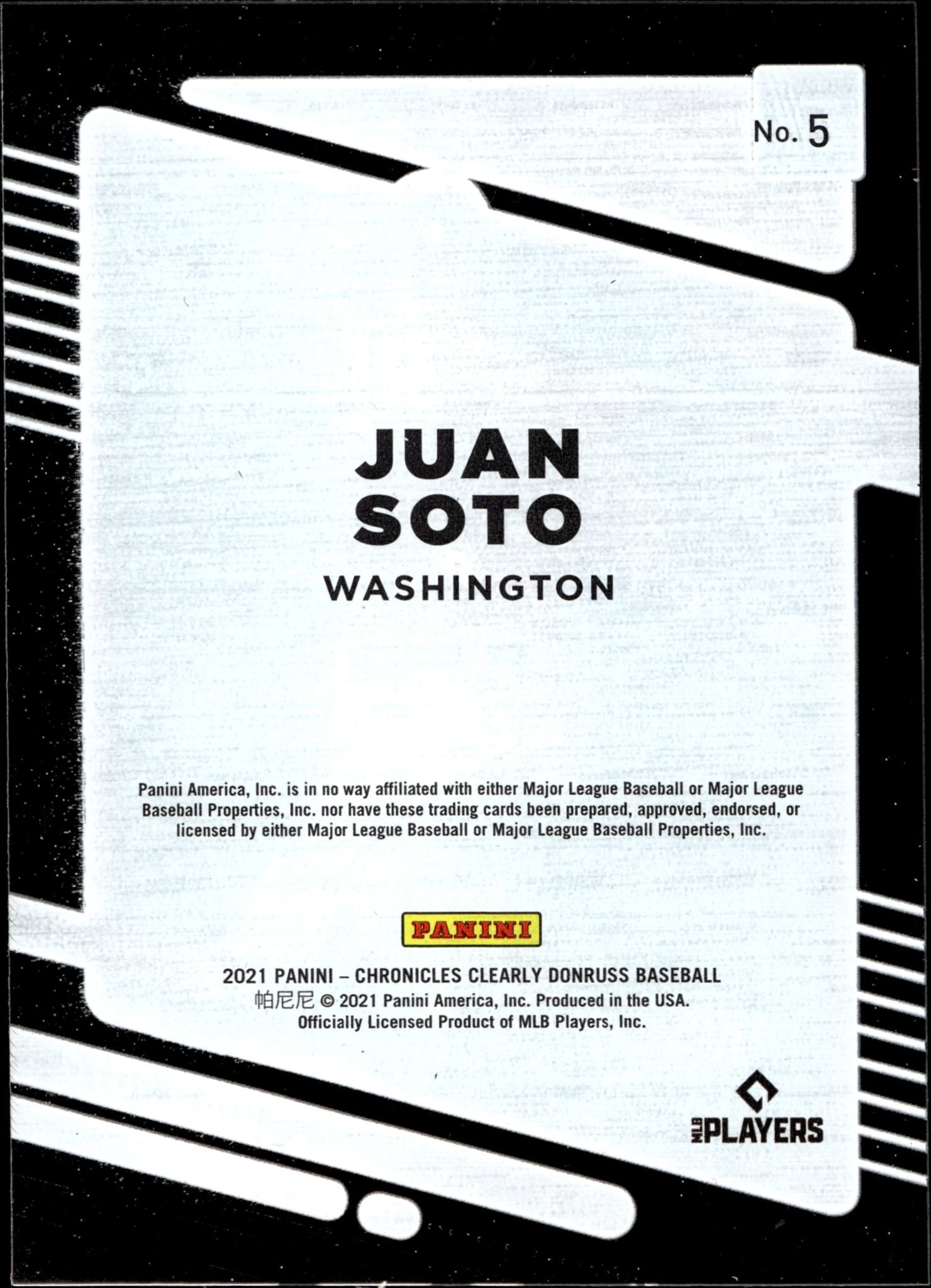Juan Soto 2021 Panini Chronicles Clearly Donruss 5 2 - Collector Store LLC