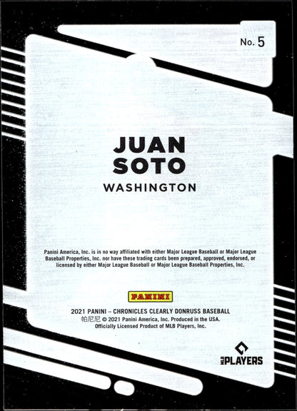 Juan Soto 2021 Panini Chronicles Clearly Donruss 5 2 - Collector Store LLC