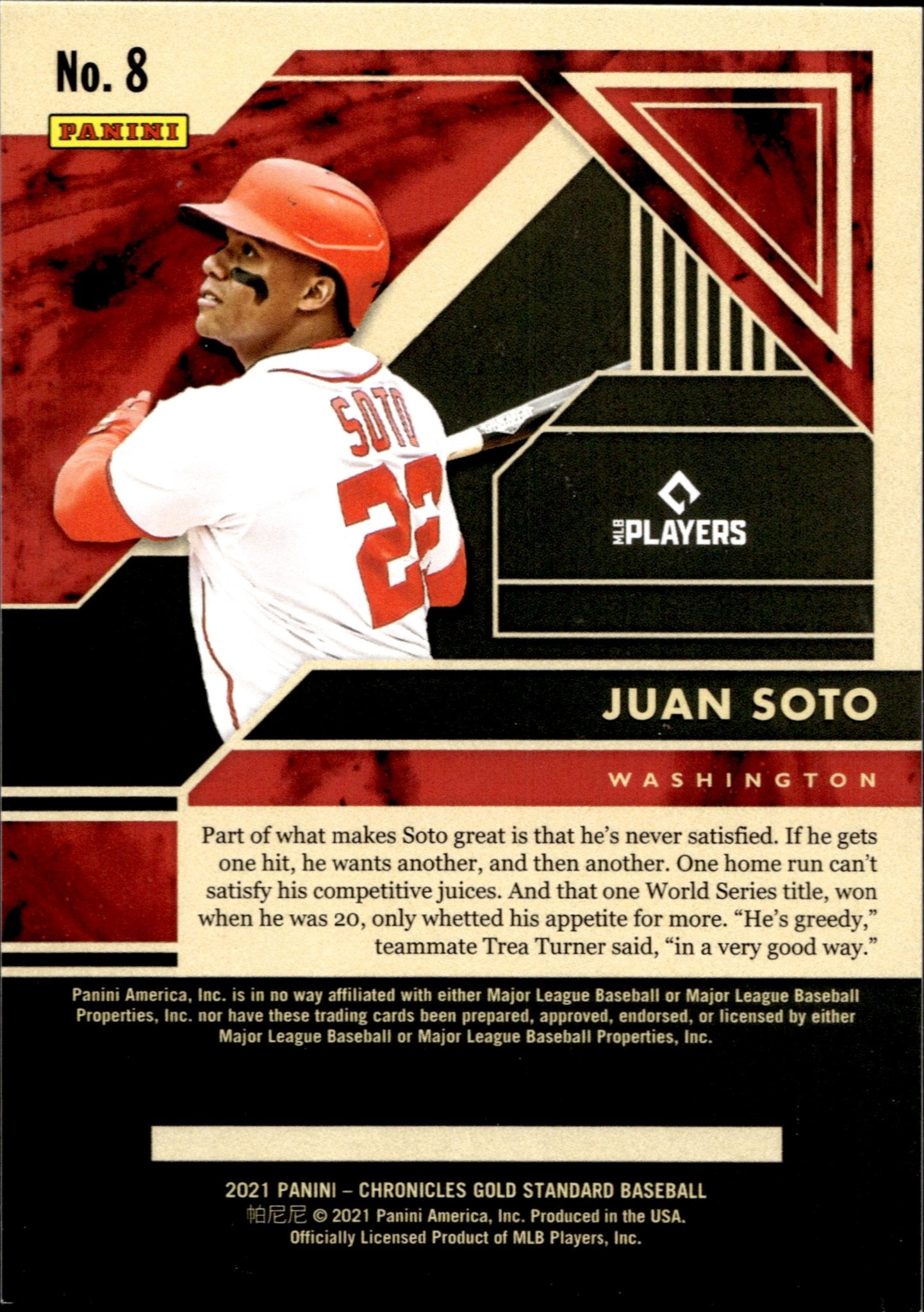 Juan Soto 2021 Panini Chronicles Gold Standard #8 - Collector Store LLC