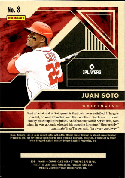 Juan Soto 2021 Panini Chronicles Gold Standard #8 - Collector Store LLC