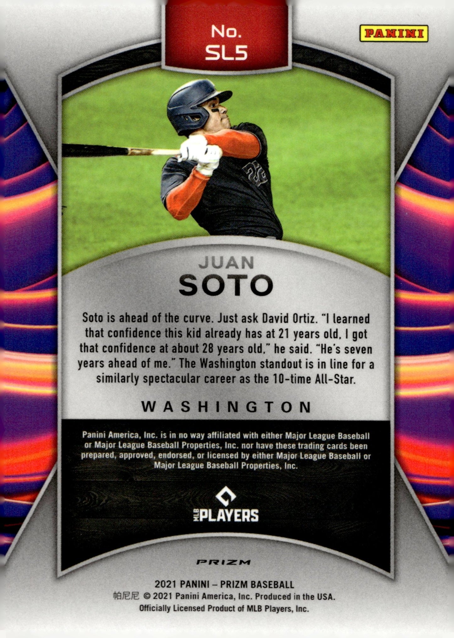 Juan Soto 2021 Panini Prizm Sluggers Prizm SL5 1 - Collector Store LLC