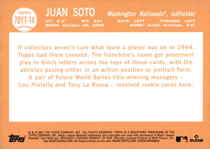 Juan Soto 2021 Topps 70 70YT - 14 - Collector Store LLC