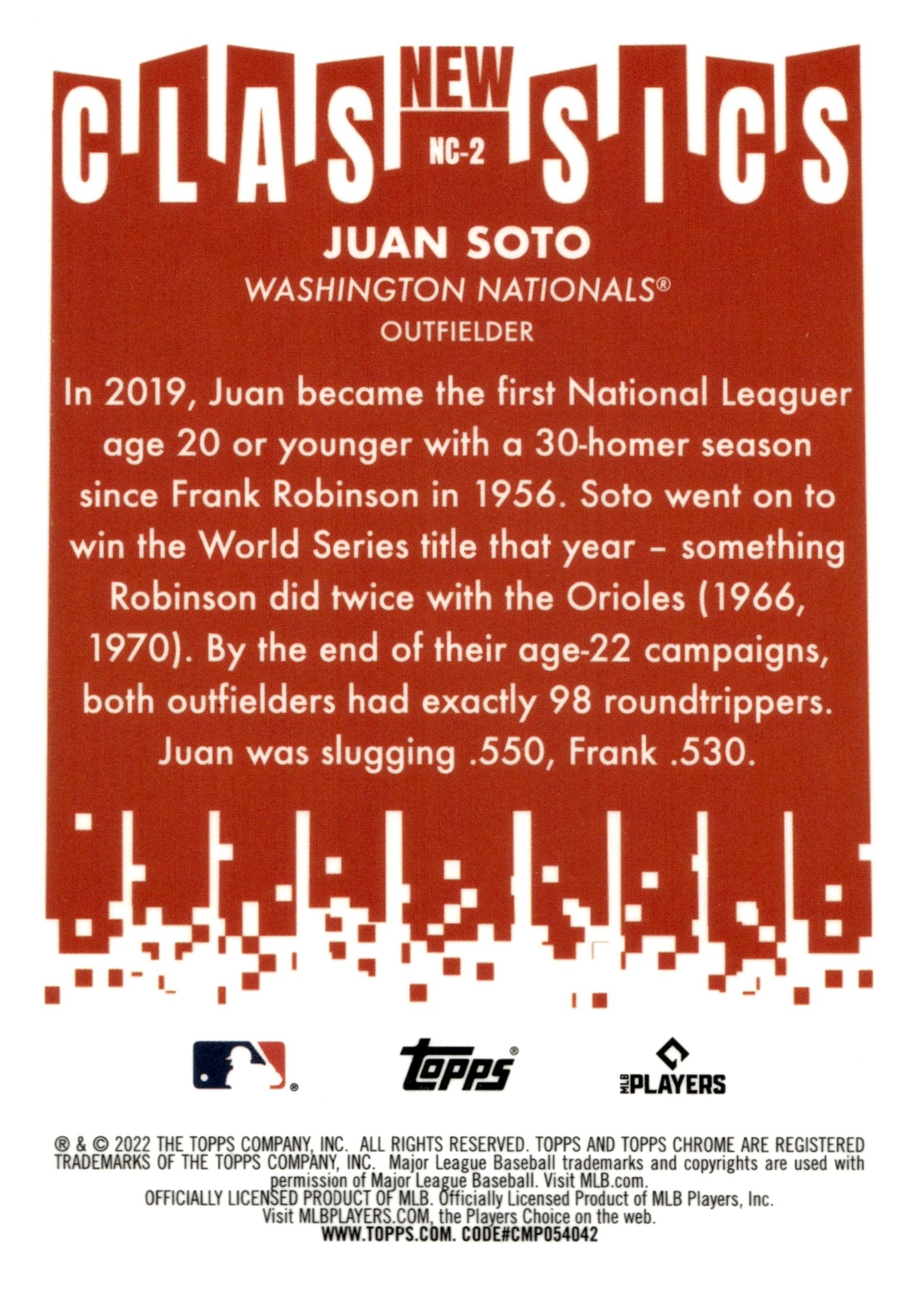 Juan Soto 2022 Topps Chrome New Classics Refractor NG - 2 2 - Collector Store LLC