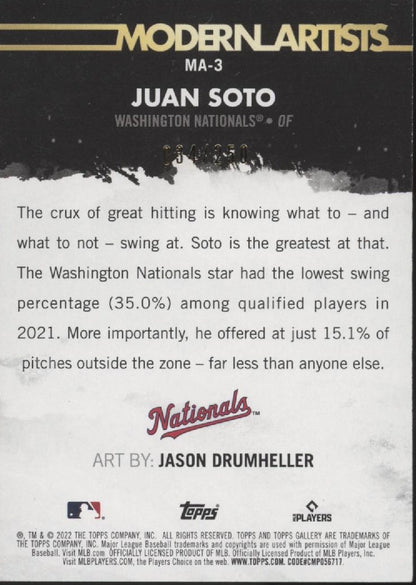 Juan Soto 2022 Topps Gallery Modern Artists 034/250#MA - 3 - Collector Store LLC