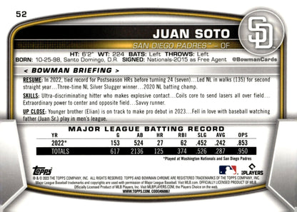 Juan Soto 2023 Bowman Chrome Mojo Refractor 52 2 - Collector Store LLC