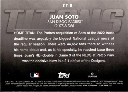 Juan Soto 2023 Topps Chrome Titans Refractor CT - 6 2 - Collector Store LLC